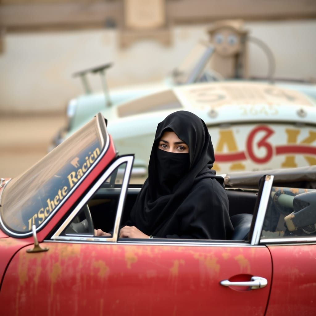 Iranian Woman and Her Classic 1971 Porsche 911