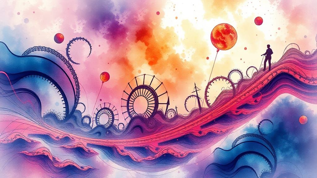 Abstract Watercolour Fractal with Sci-Fi Colours