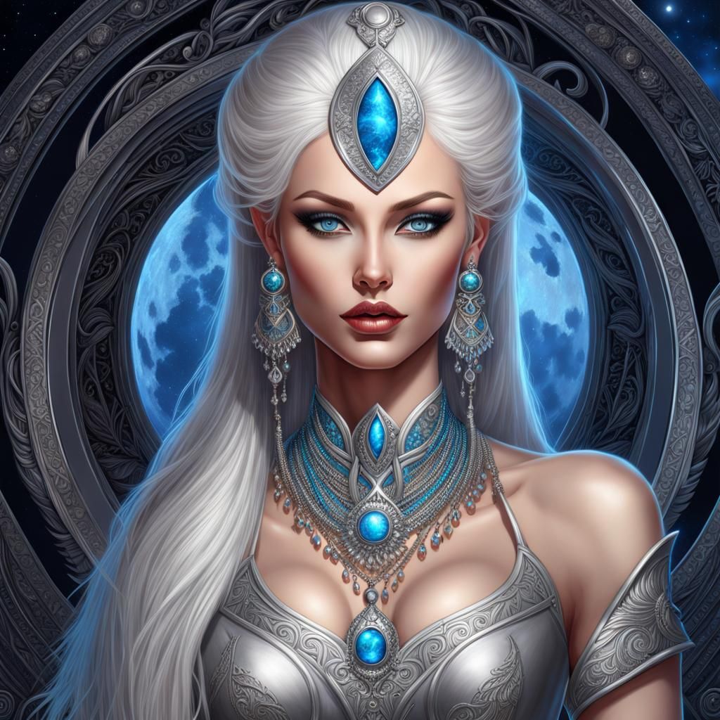 Moon Goddess Portrait in Digital Art Style