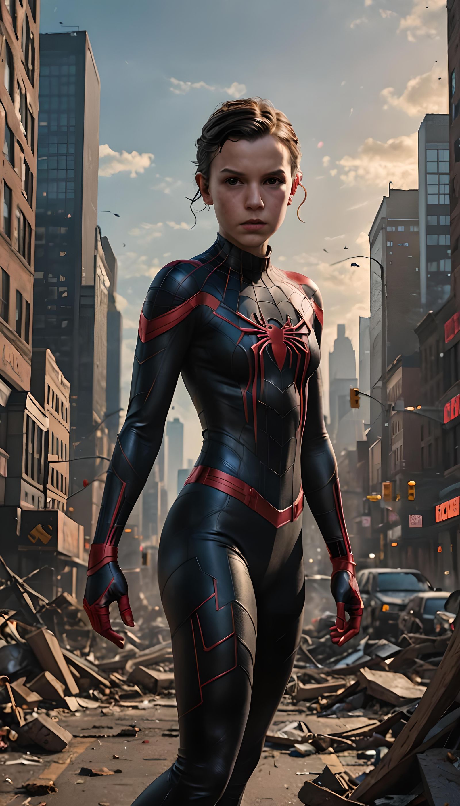 Spider-Woman Black Suit: Detailed Fantasy Concept Art