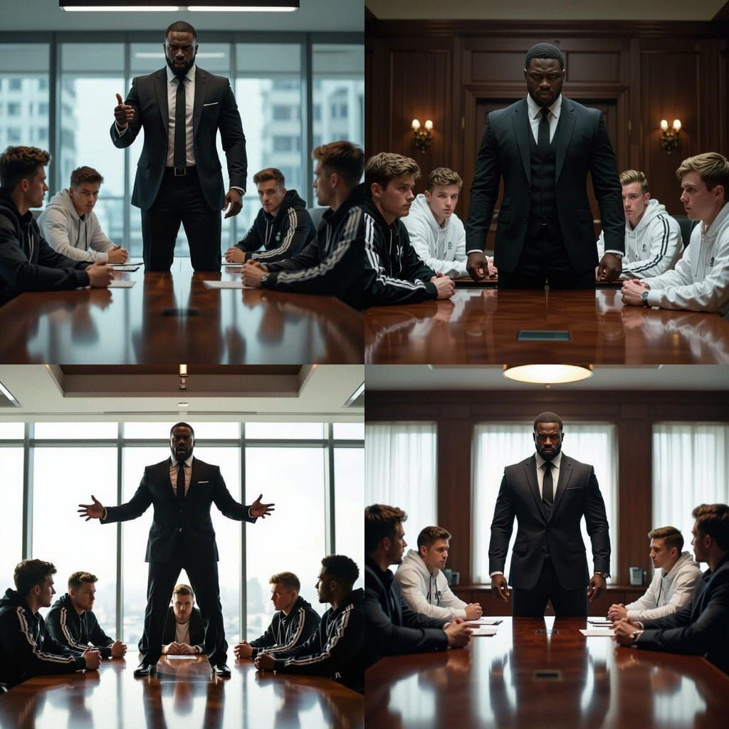 Dramatic Office Confrontation: Muscular Man Reprimands Team