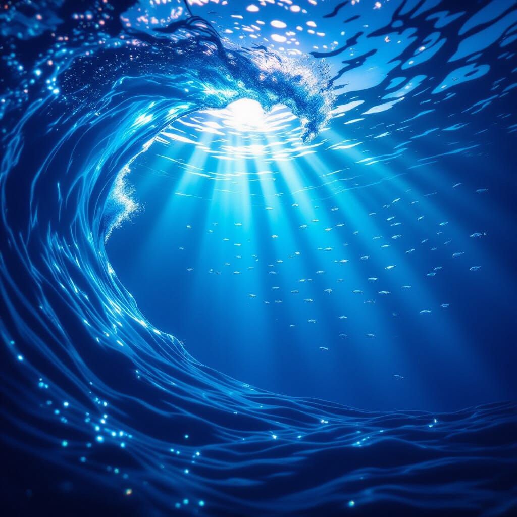 Underwater Vista Beneath Moonlit Wave