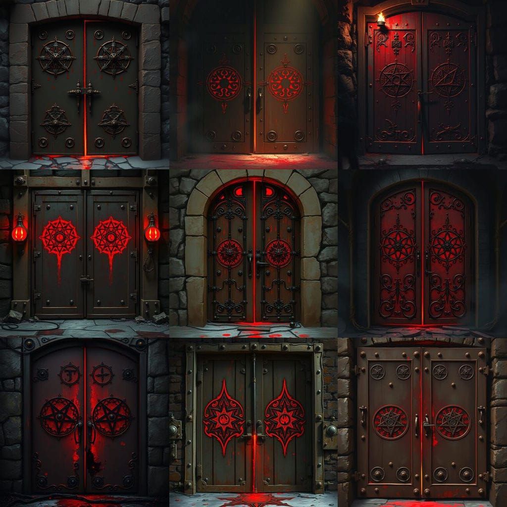 Rusty Iron Doors with Blood Magic Sigils