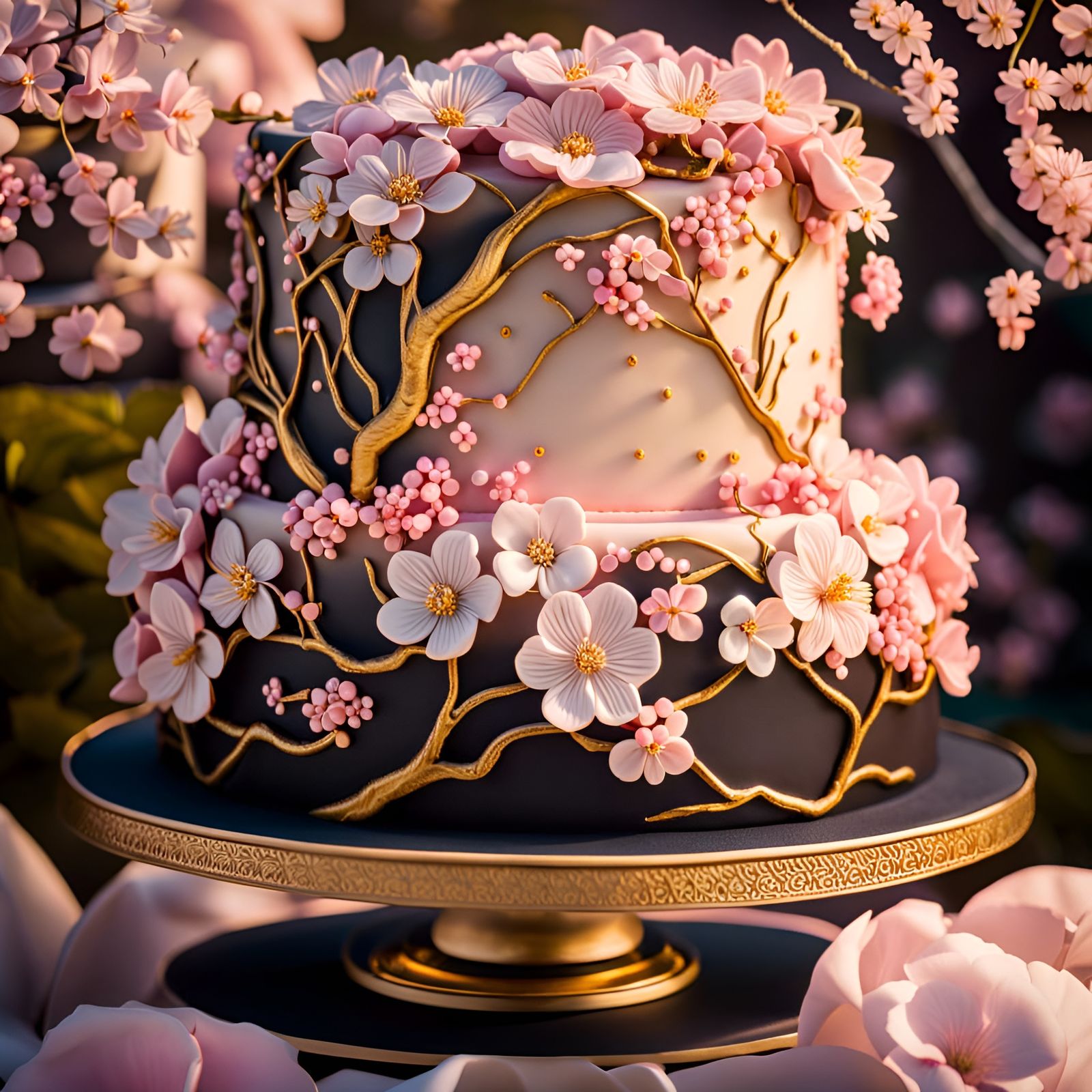 Sakura Wedding Cake at Golden Hour
