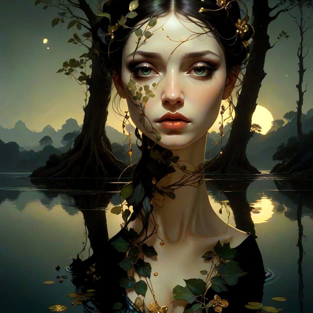 Ethereal Fig Tree Landscape in Cottage-Core Style