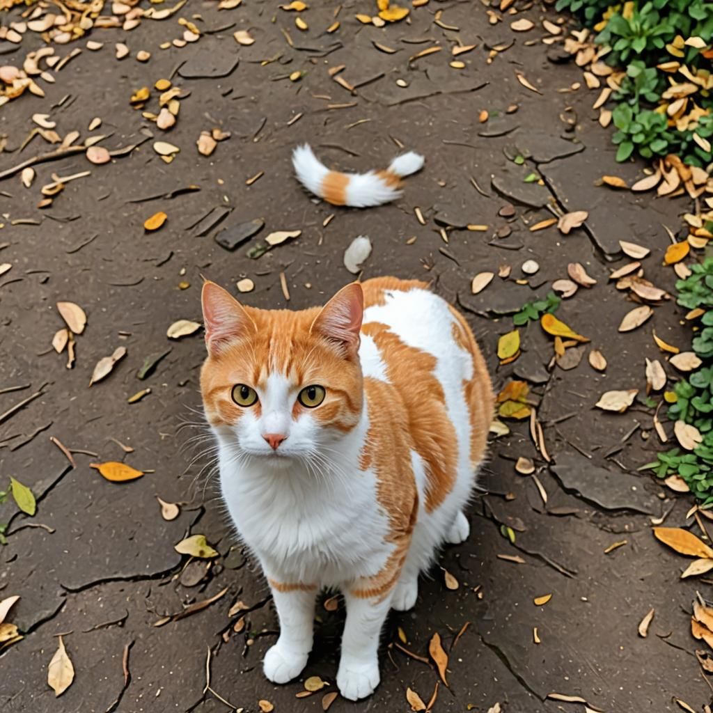 Orange and White Cat in the Park