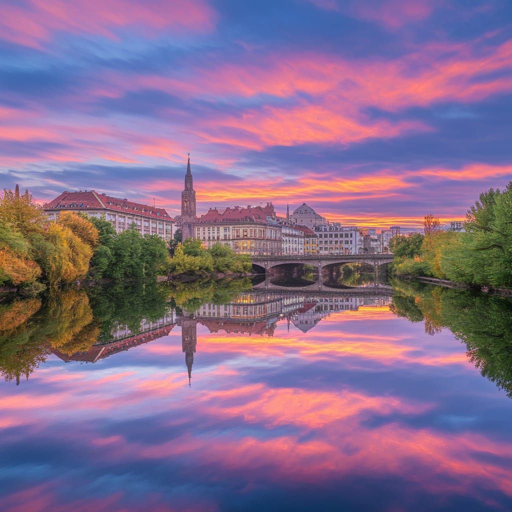 River Reflections of a Bustling Cityscape
