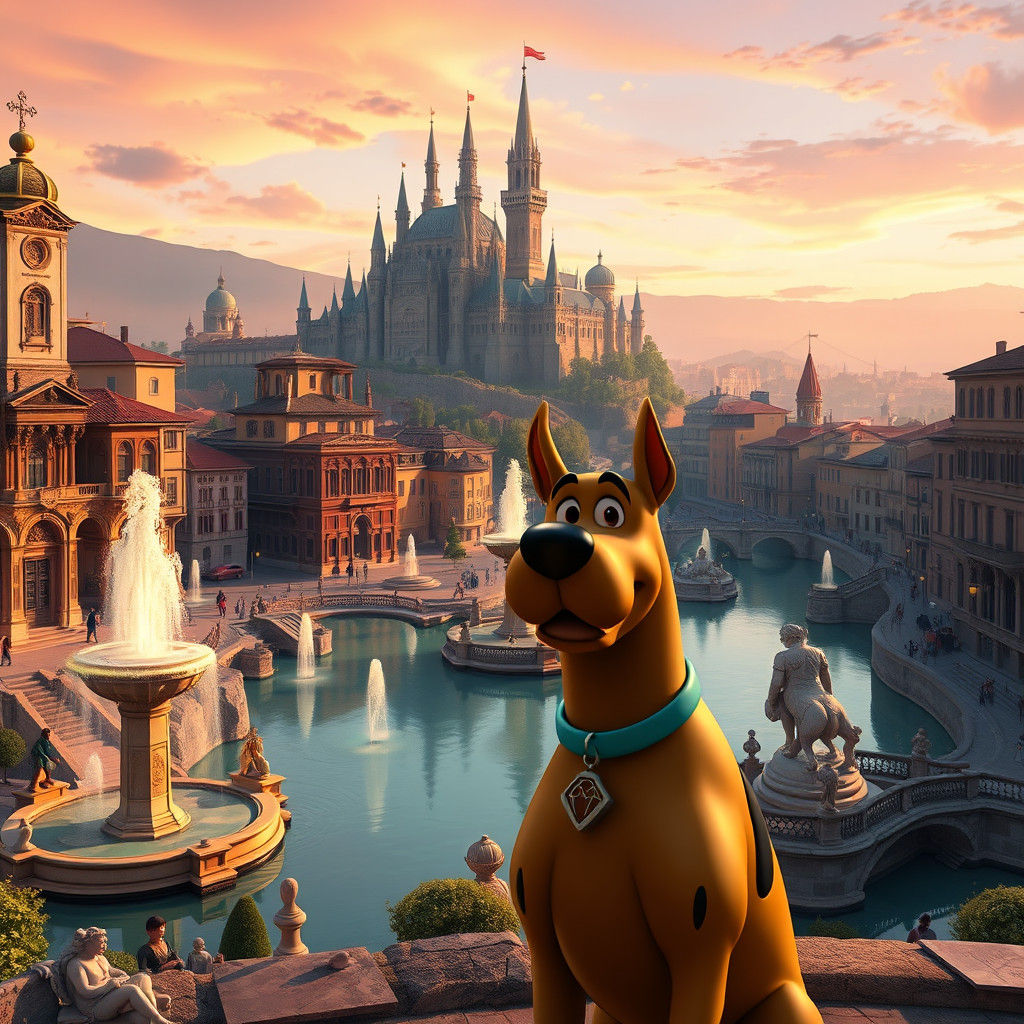 Scooby Doo in Italian Renaissance Cityscape