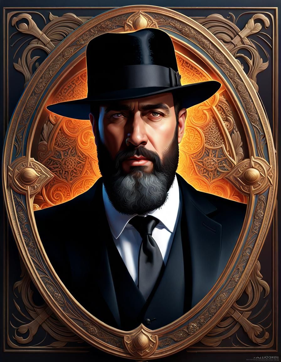 Orthodox Jewish Rabbi Portrait in Hyperdetailed Style