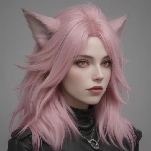 Wolf Woman with Pink Hair
