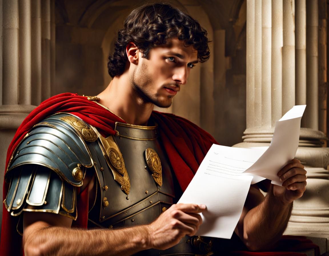 Young Roman General Reads a Letter