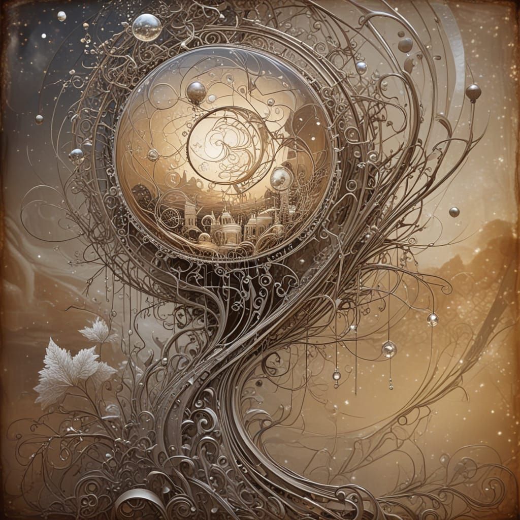 Ethereal Fantasy Landscape in Art Nouveau Style