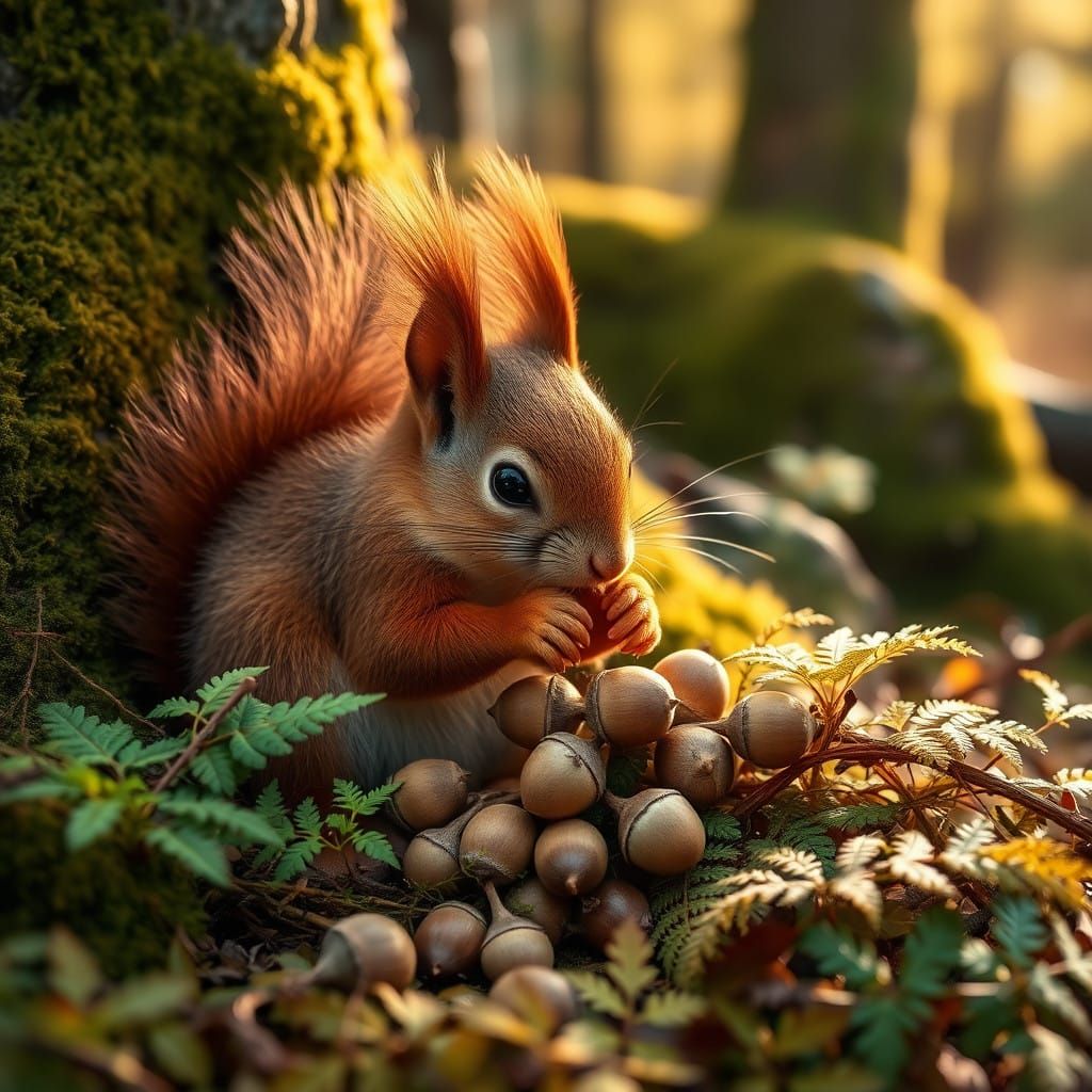 Autumn Squirrel in Temperate Forest