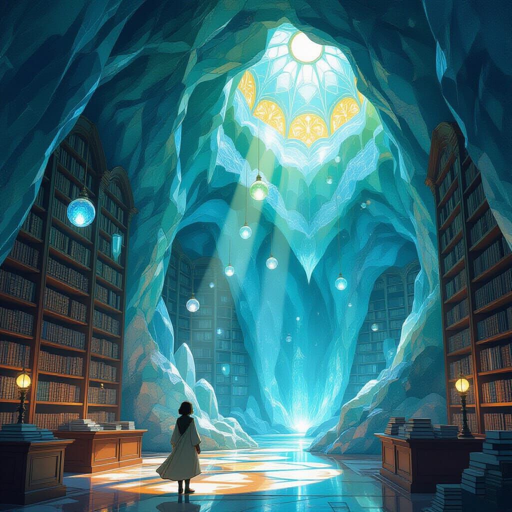 Ancient Crystal Geode Library of Profound Wisdom