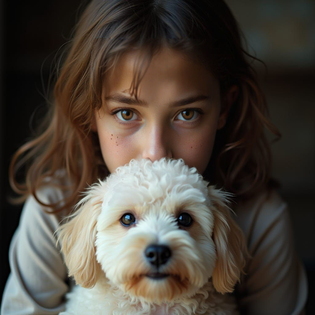 Girl with Brown Hair and Gold Eyes Portrait