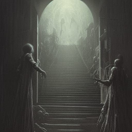 Apocalyptic Portal Ascends in Horror Art Style