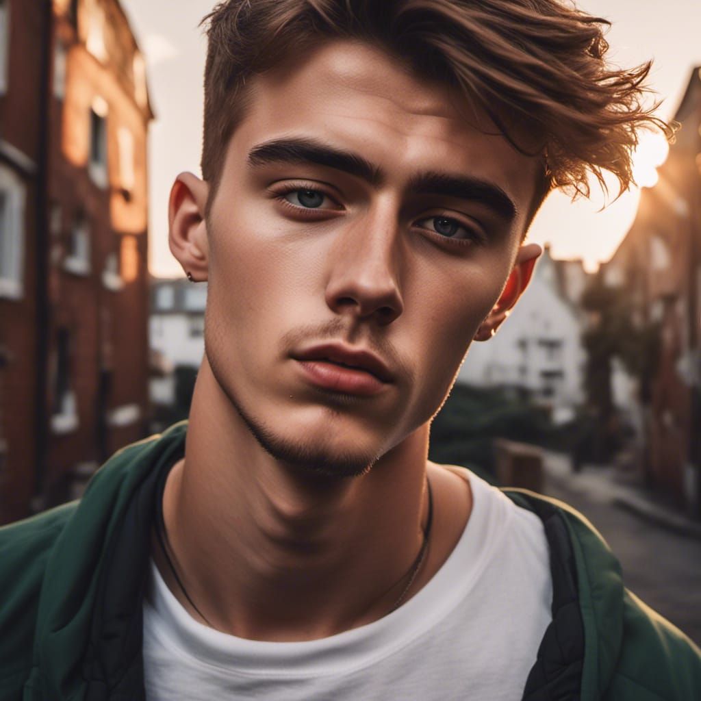 Portrait of a Young British Man Looking Down
