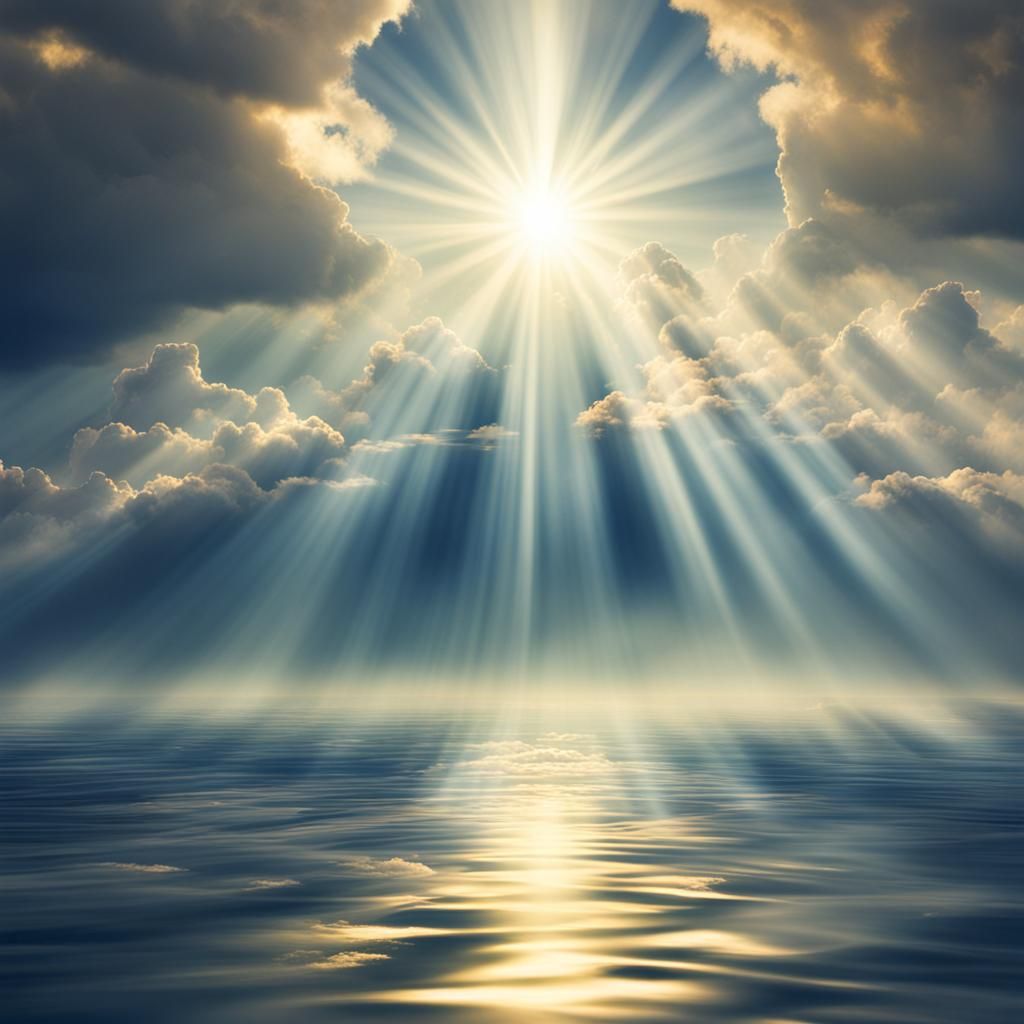 Heavenly Sunshine Beams Through Divine Clouds