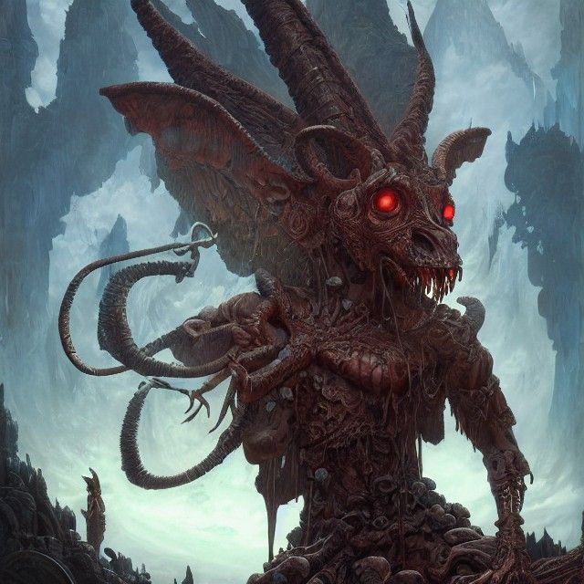 Monstrous Deity Portrait in Hyperdetailed 3D Shading