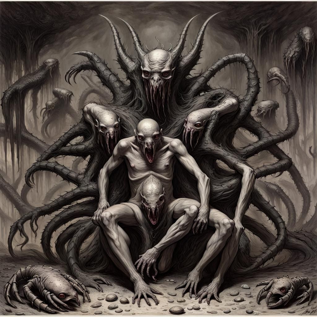 Nightmarish Daemon of Slaanesh in Dark Fantasy Style