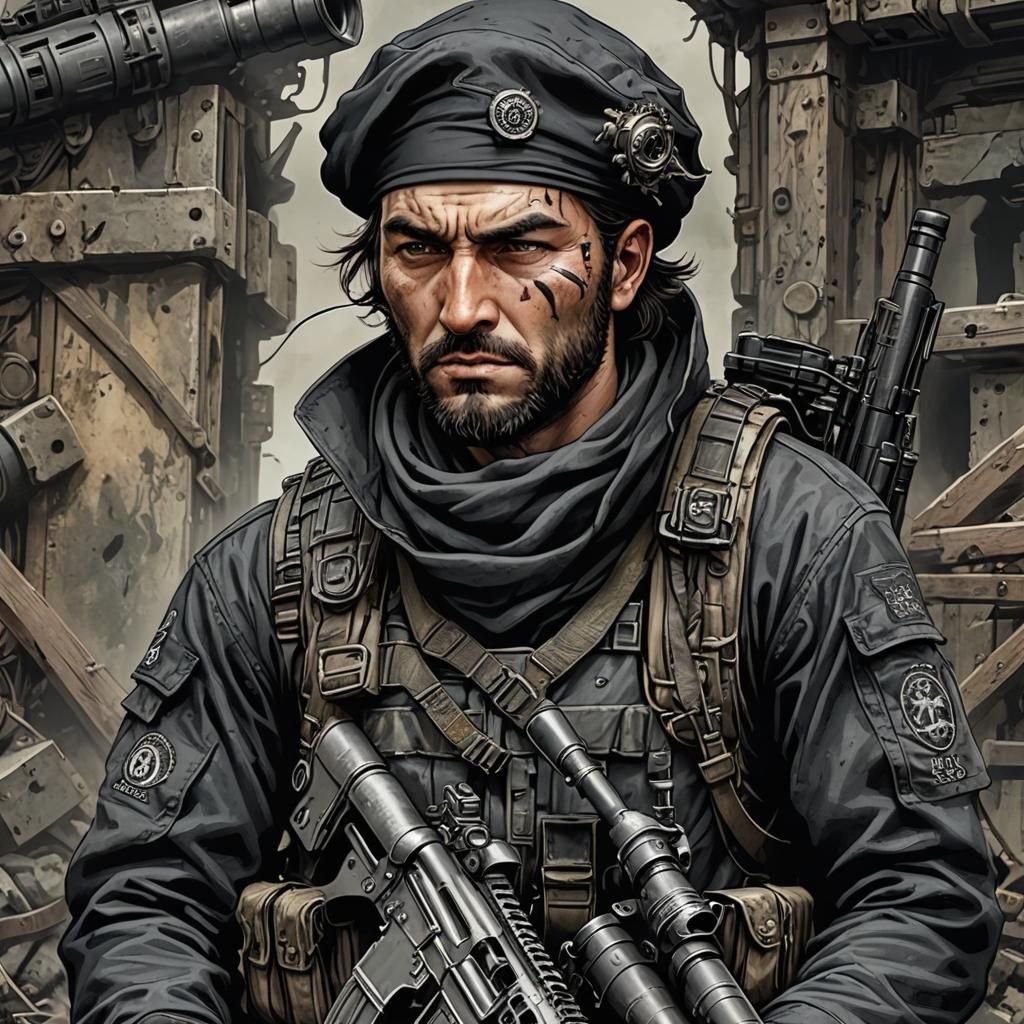 Post-Apocalyptic Sniper in Dieselpunk Comic Art