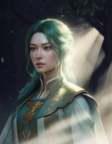 Ethereal Forest: Handsome Cultivator in Mystical Light