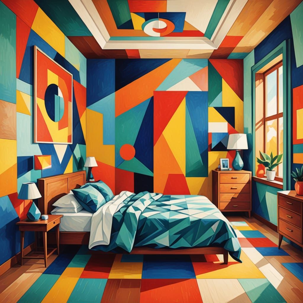Cubist Bedroom in Art Deco Style