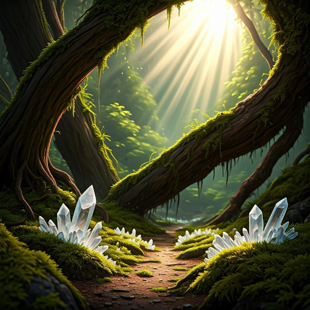 Crystals Form on Mossy Forest Floor