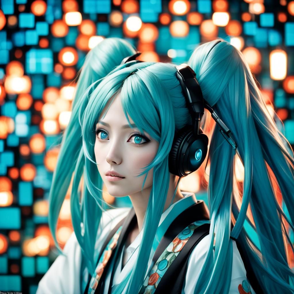 Hatsune Miku Professional Portrait with Bokeh