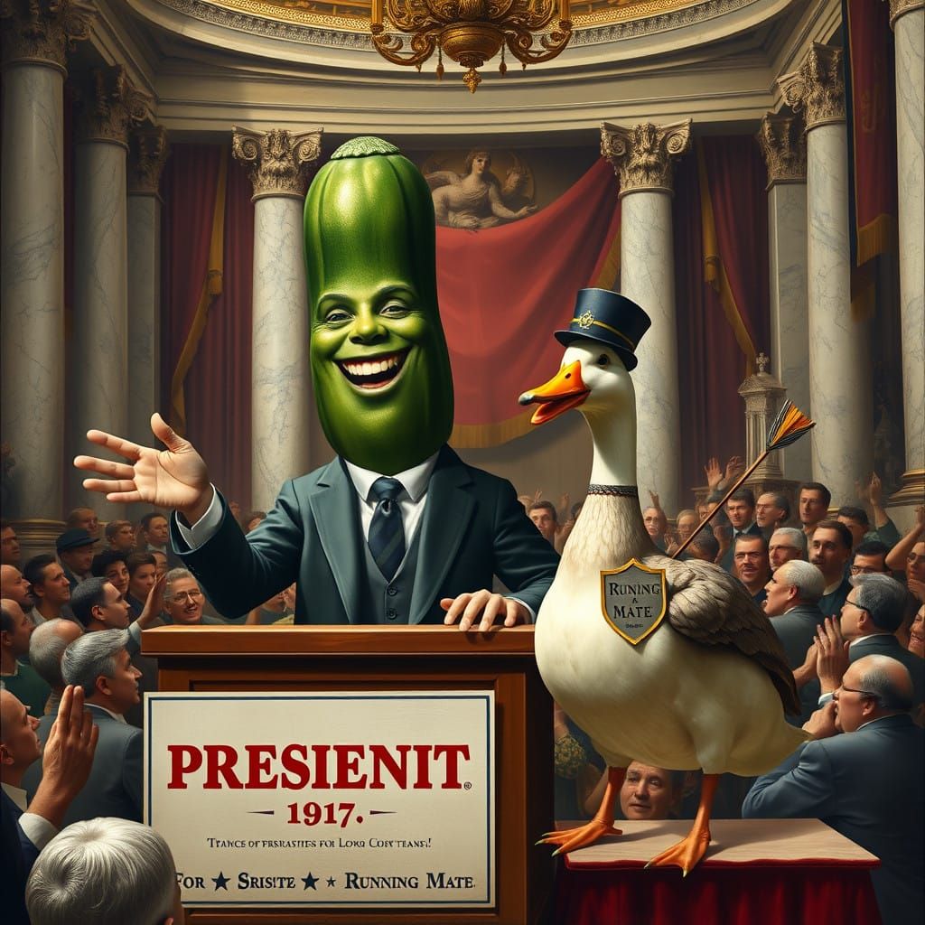 Giant Zucchini Campaigns for Presidency with Dignified Duck ...