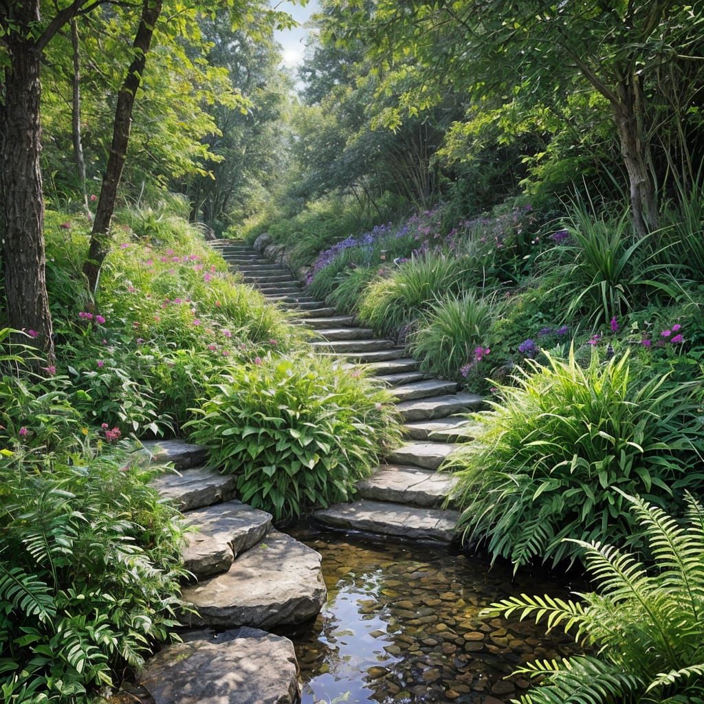 Magical Garden Under Starry Sky