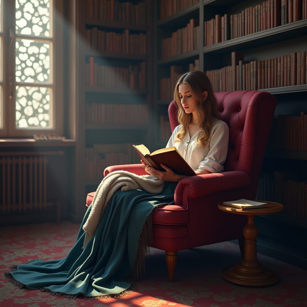 Fantastical Library Oasis in Deep, Dreamy Colors