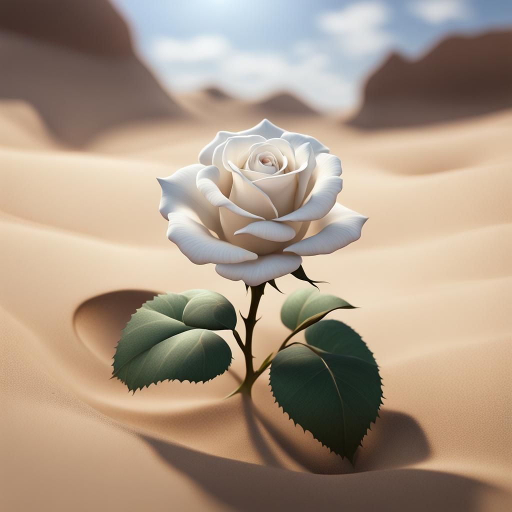 White Rose in Desert: Fantasy Concept Art