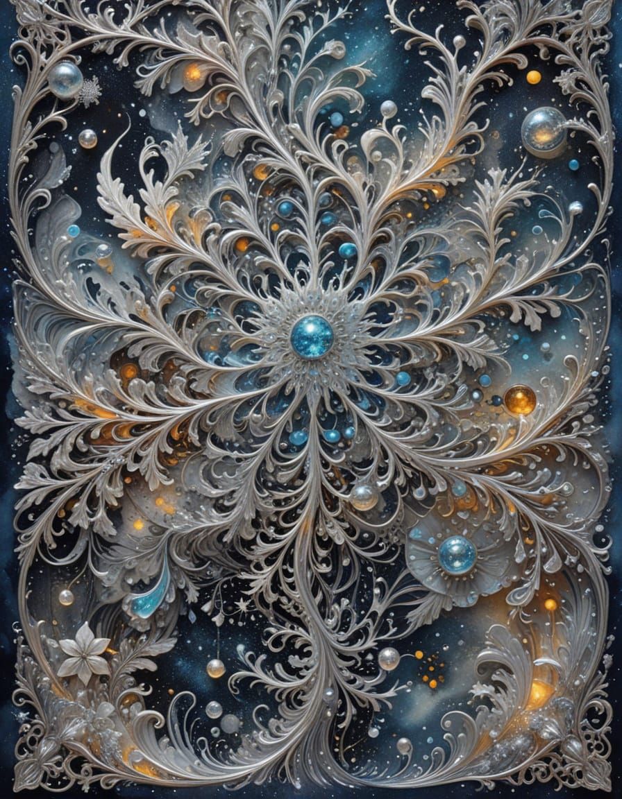 Ethereal Celestial Landscape in Hypervivid Gouache Style