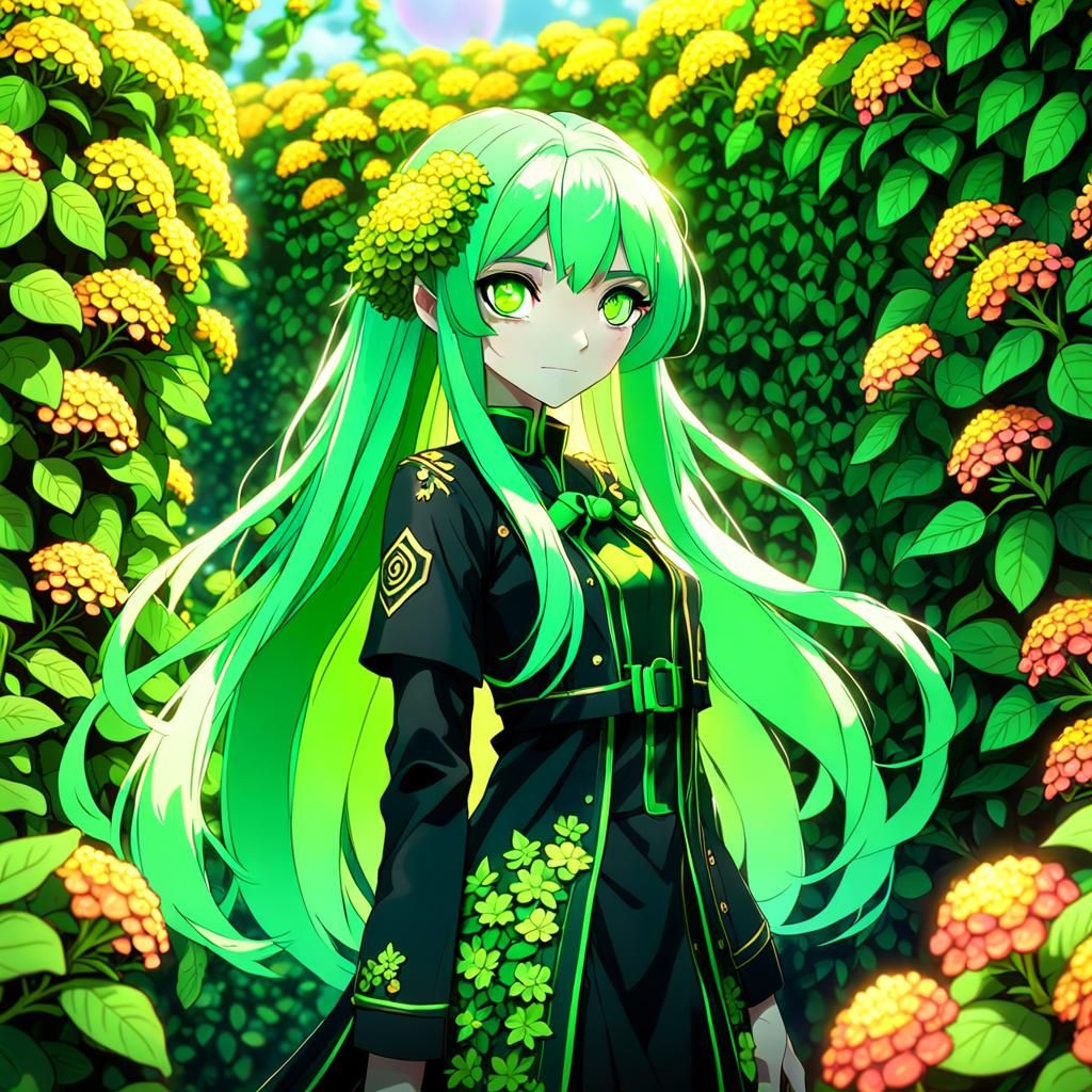 Anime Girl in a Fantasy Garden Art