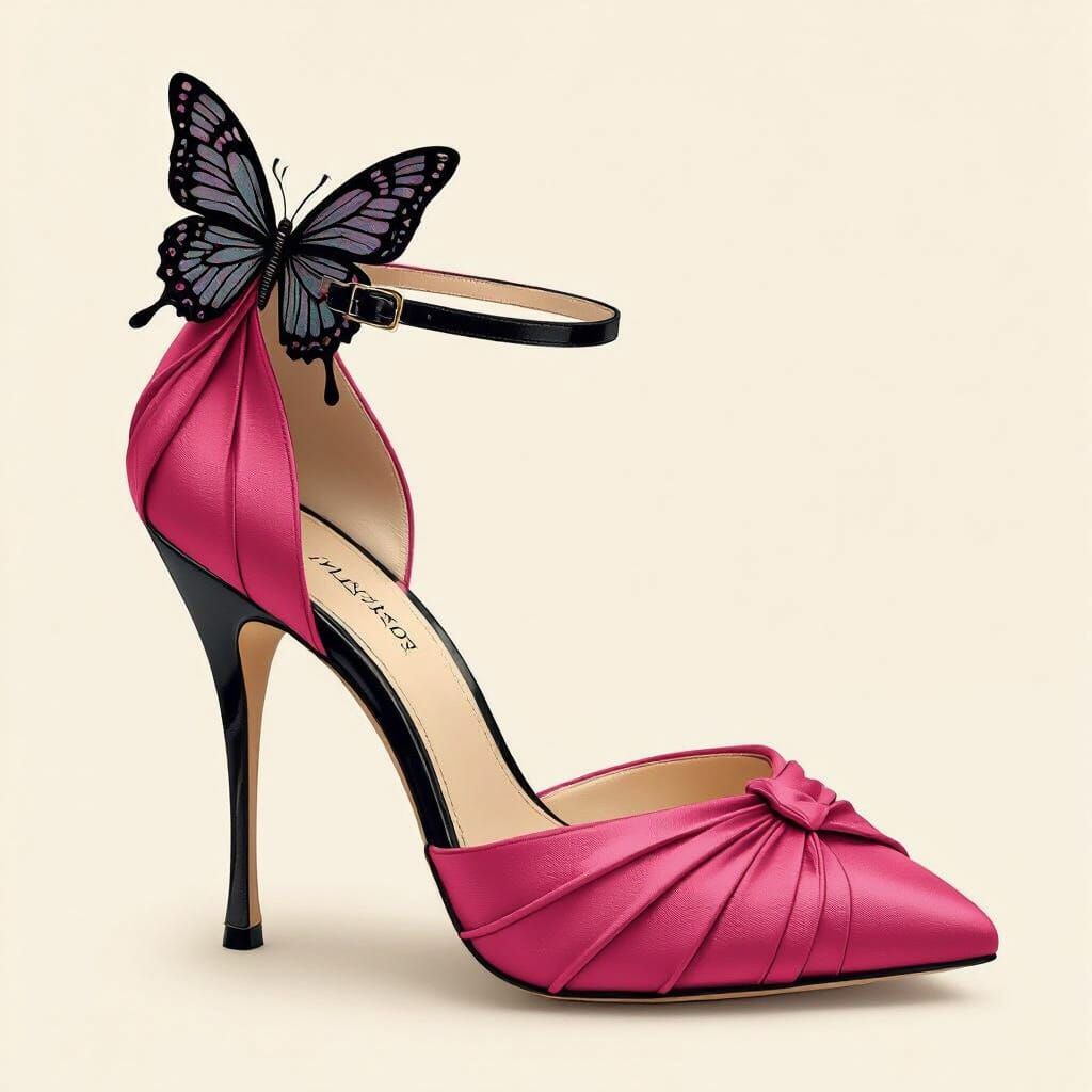 Elegant Pink High Heel with Butterfly Ankle Strap