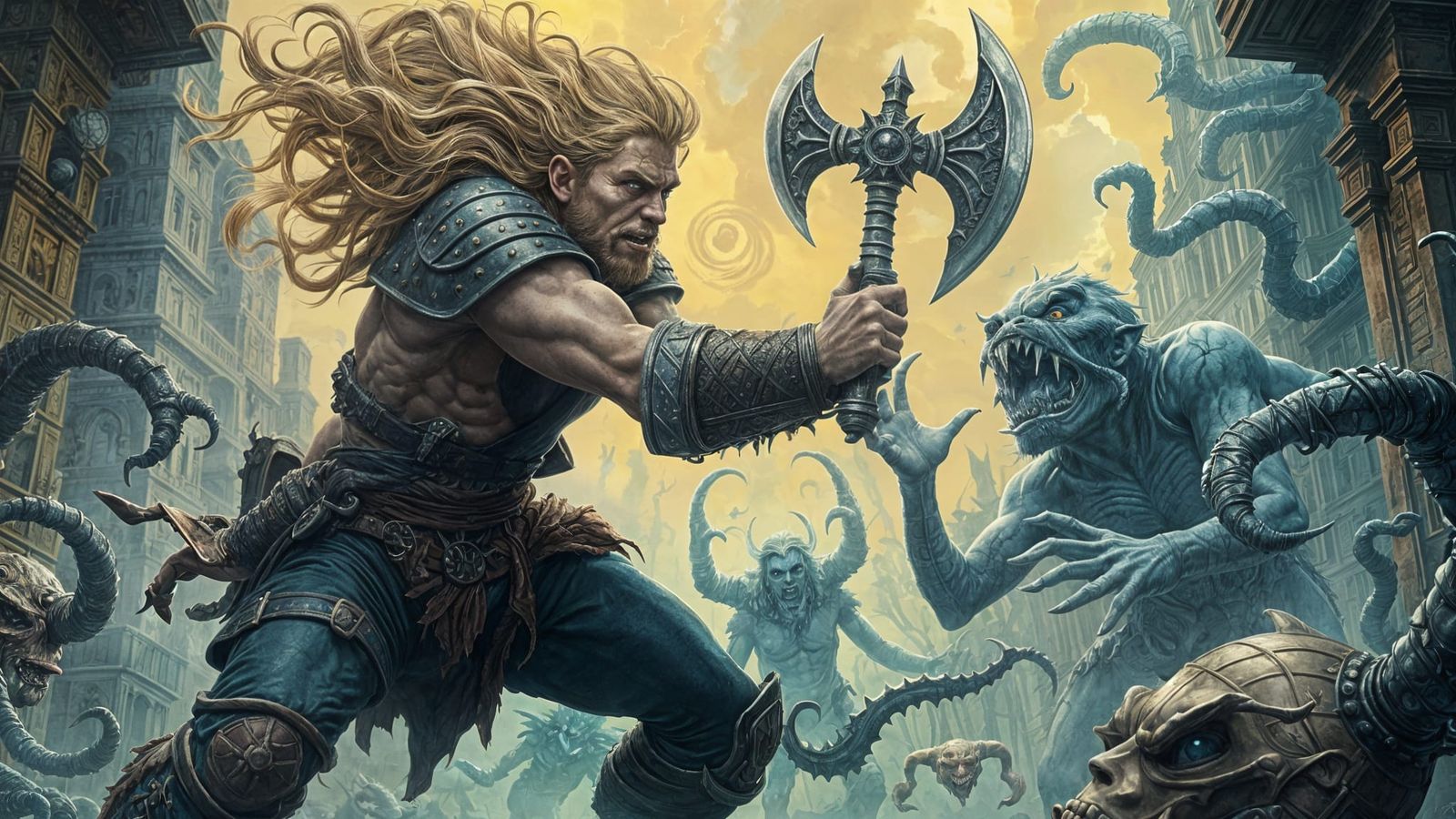 Barbarian Battles Lovecraftian Horrors in Fantasy Illustrati...