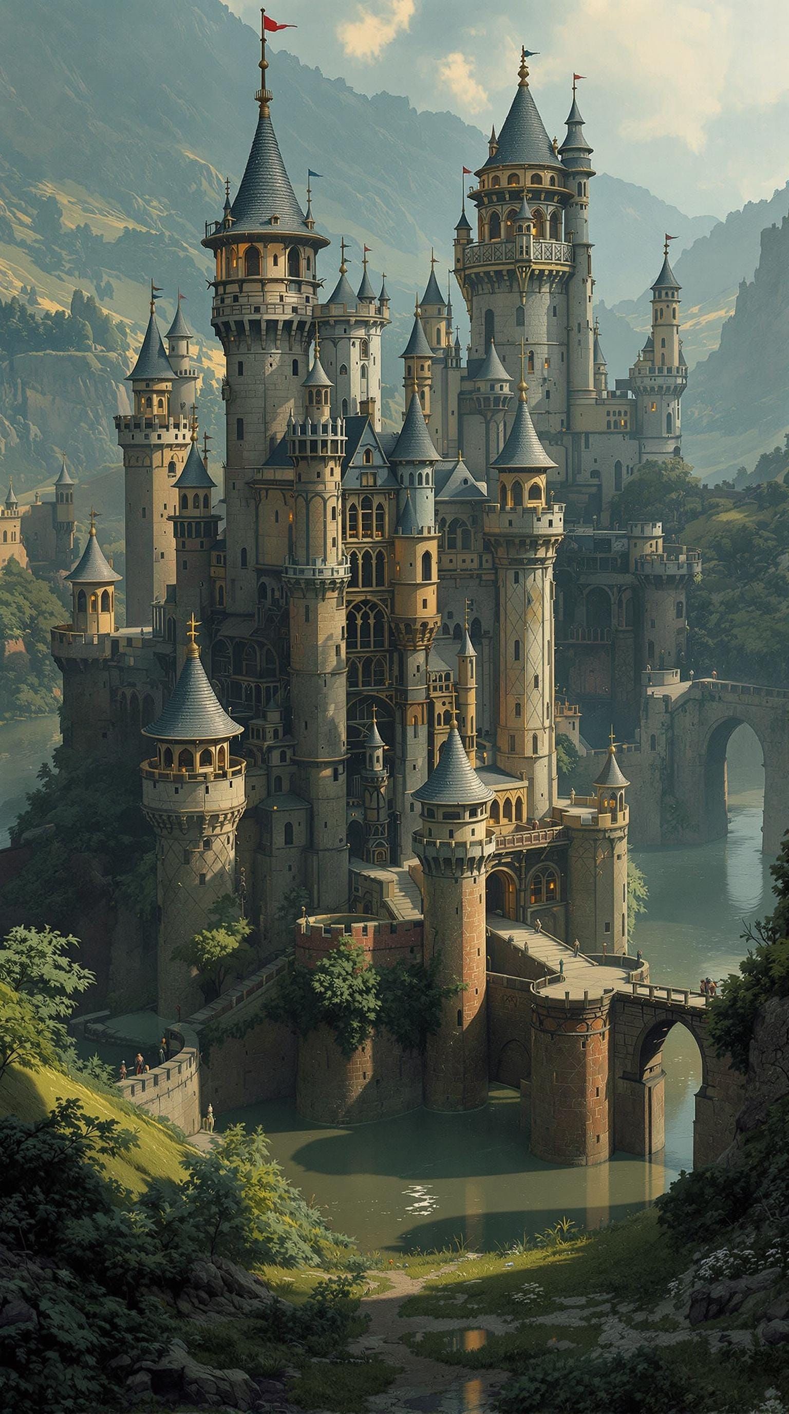 Medieval Castle in Industrial Digital Art Style