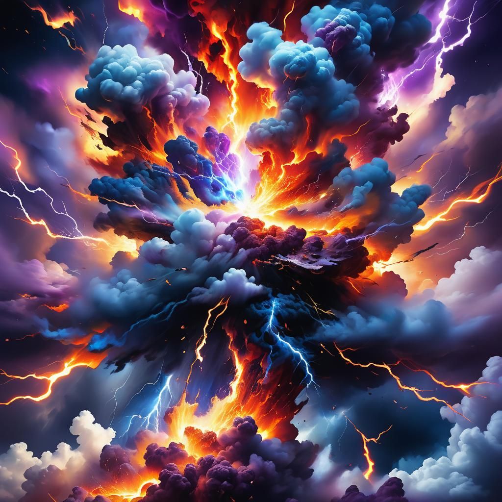 Surreal Elemental Forces Collide in Dreamlike Realm