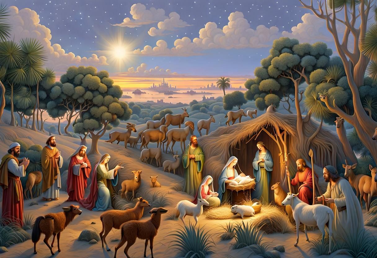 Nativity Scene: Mary, Joseph, and Baby Jesus