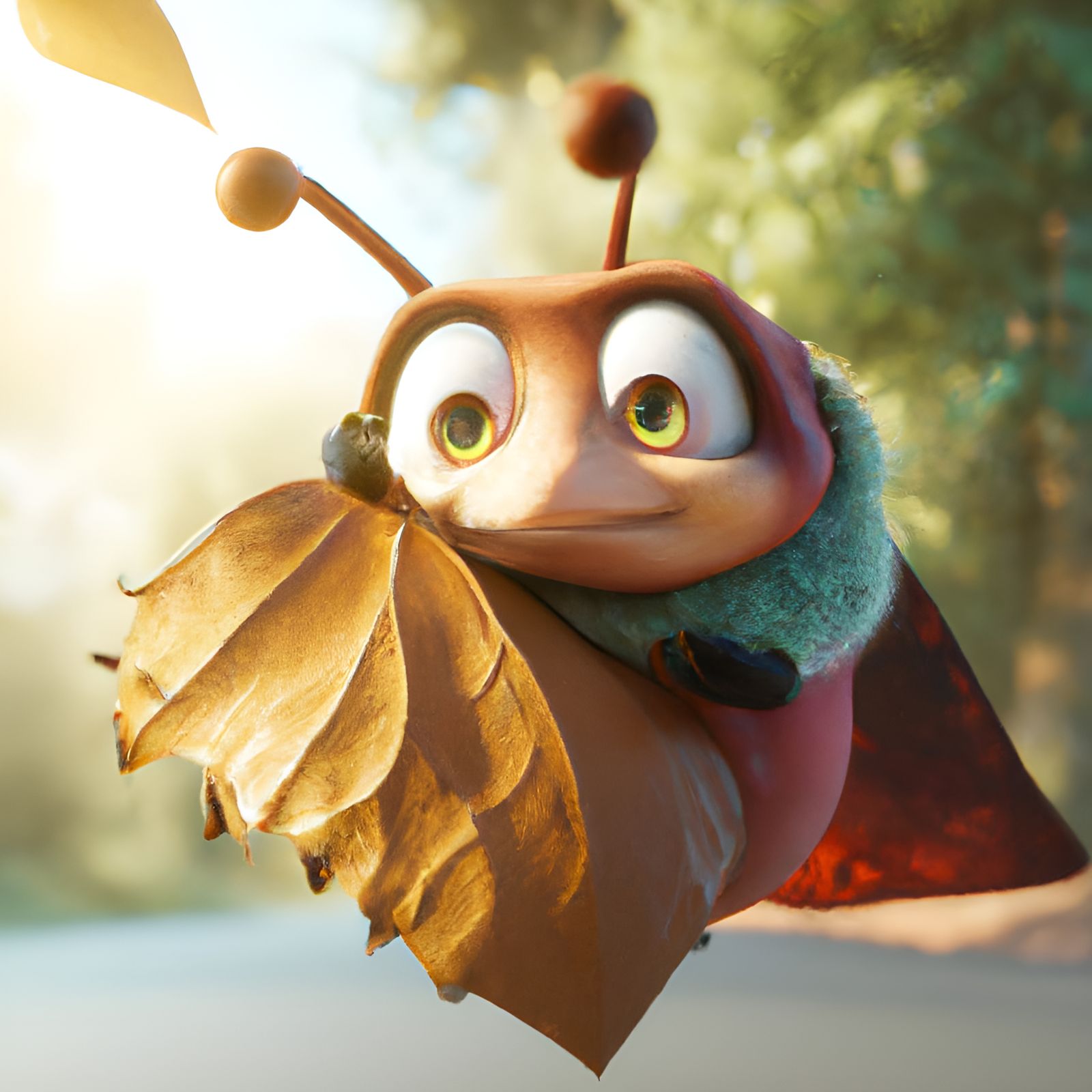 Adorable Leaf Getting Dressed: 3D Render