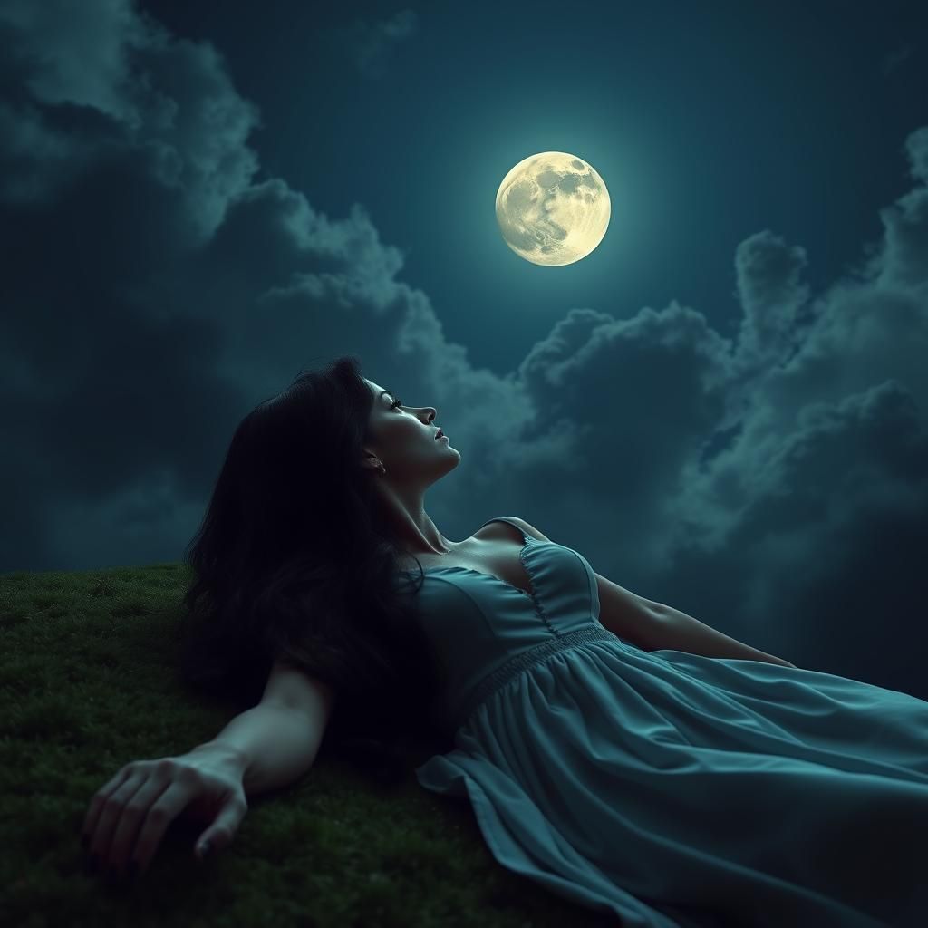 Ethereal Woman Conversing with the Moon