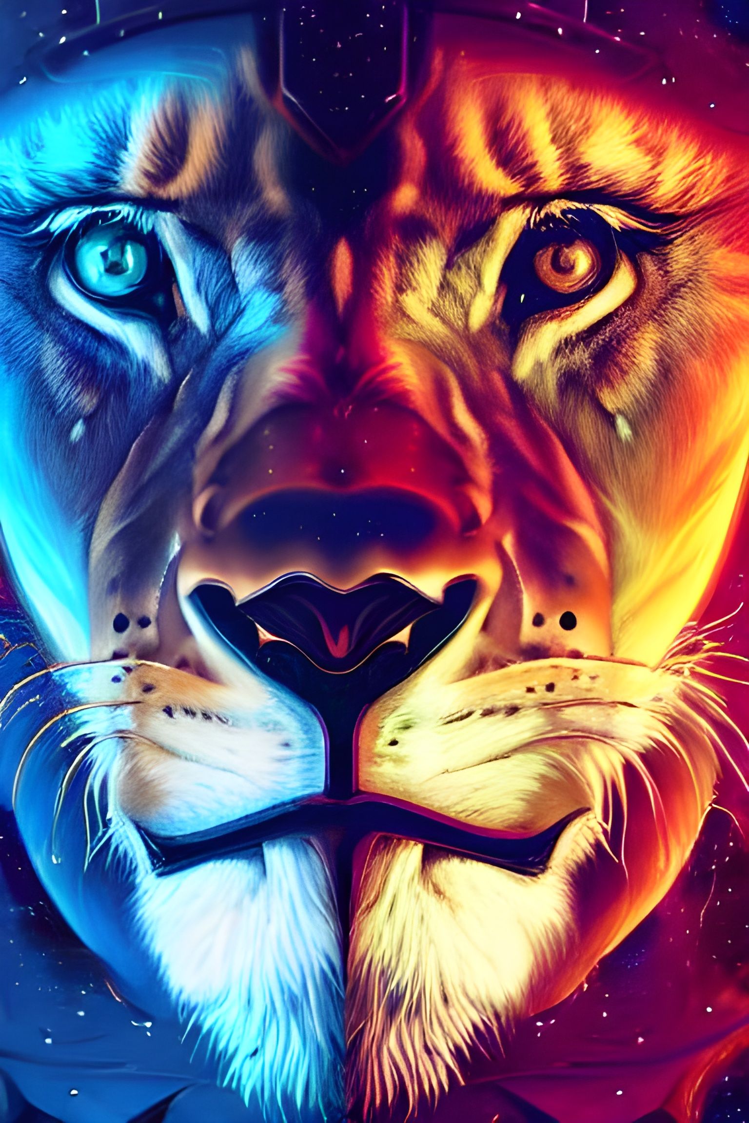 Lion in Astro Suit: Retrofuturistic Space Art