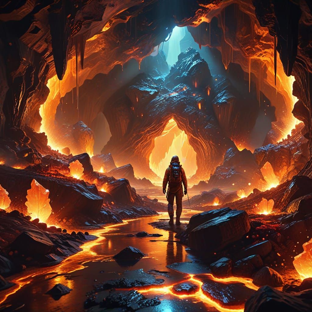 Journey to the Earth's Core: Sci-Fi Oil Painting