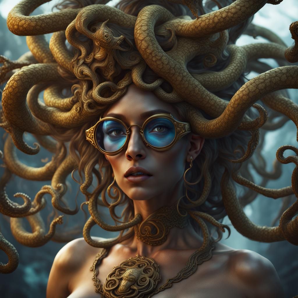 Medusa with Glasses: Detailed Matte Painting