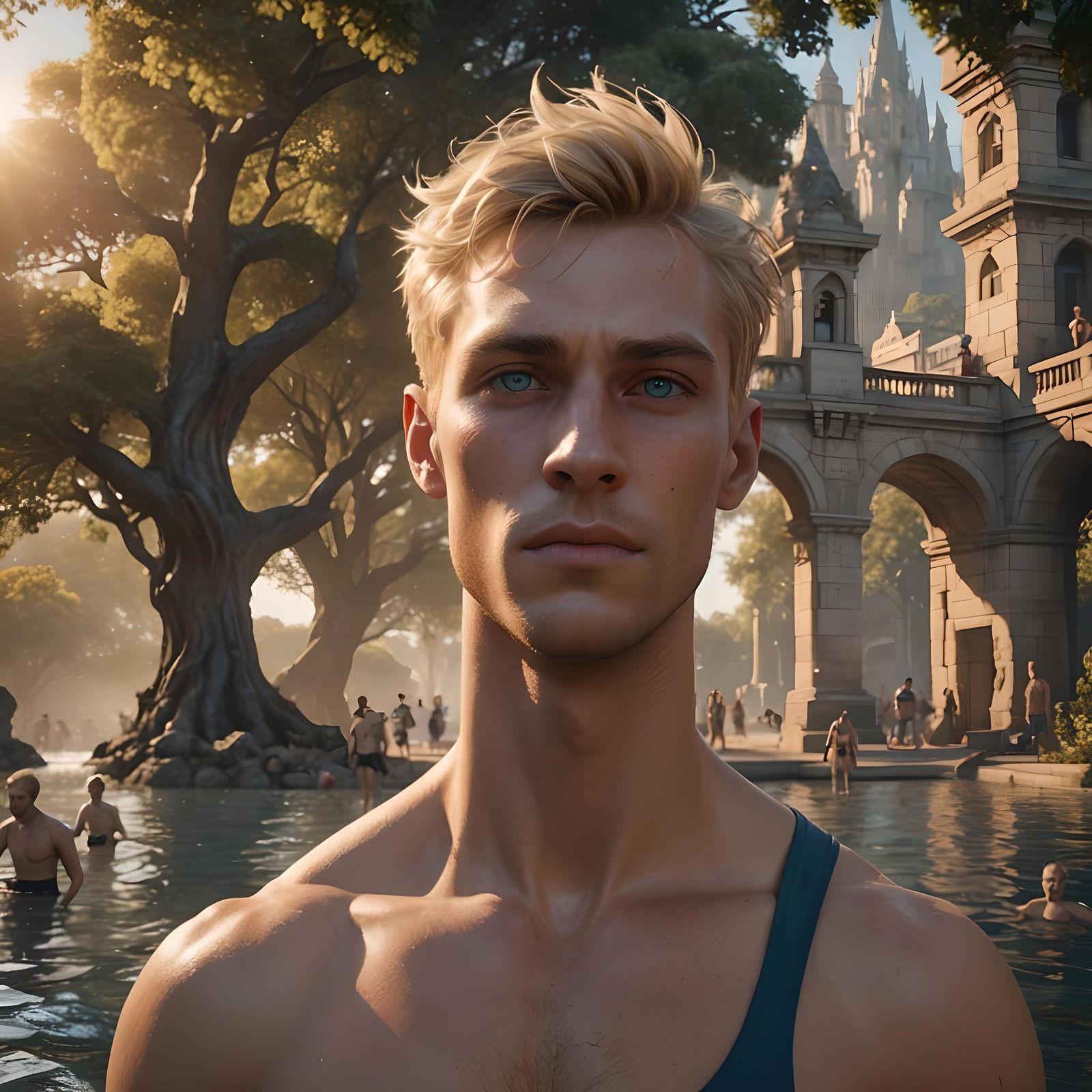 Sunrise Portrait: Young Man with Blonde Hair