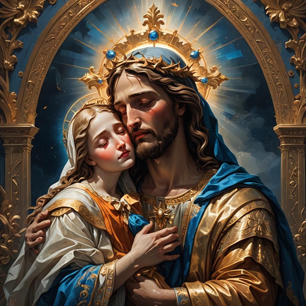 Sorrowful Jesus in Mary's Arms: Baroque Fantasy Art