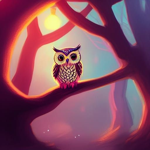 Enchanting Owl in a Cinematic Fantasy World