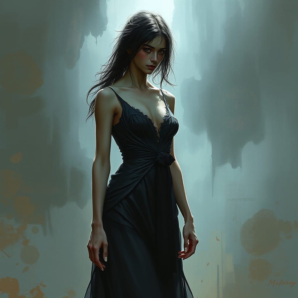 Woman in Elegant, Sinister Asexual Attire