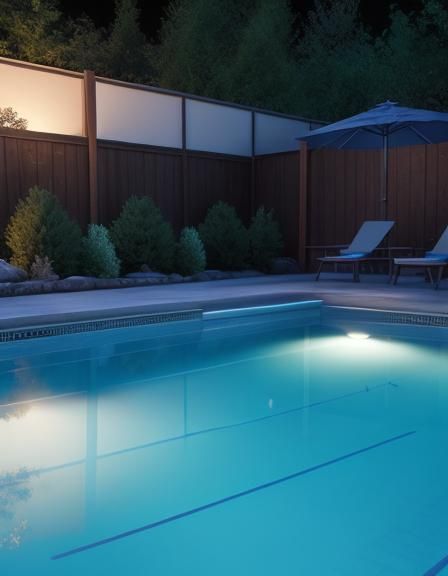 Volumetric Lit Swimming Pool with Moonscape